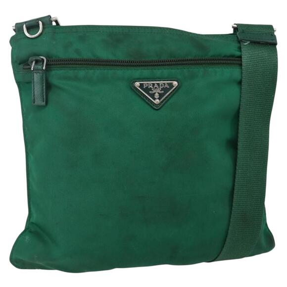 PRADA Shoulder Bag Nylon Green Silver - Picture 1 of 12